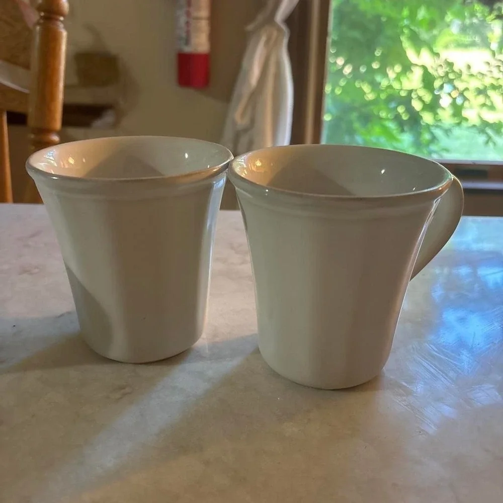 Charlotte White by POTTERY BARN CHINA pair of mugs